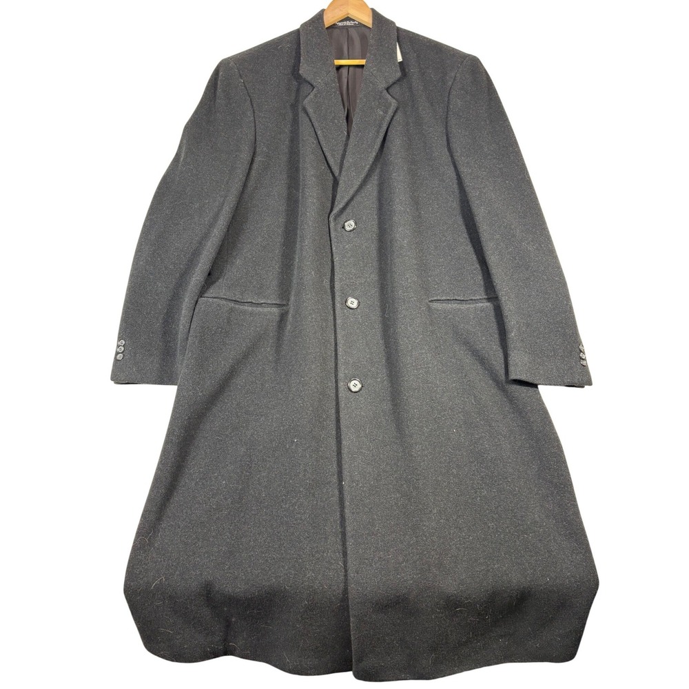 Nick Hilton Mens Wool Cashmere Overcoat Charcoal Tailored Italian Fabric 44L